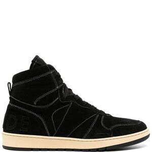 RHUDE Rhecess High-Top Black Distressed Suede Sneakers - Men's Size 9 US /42 EU